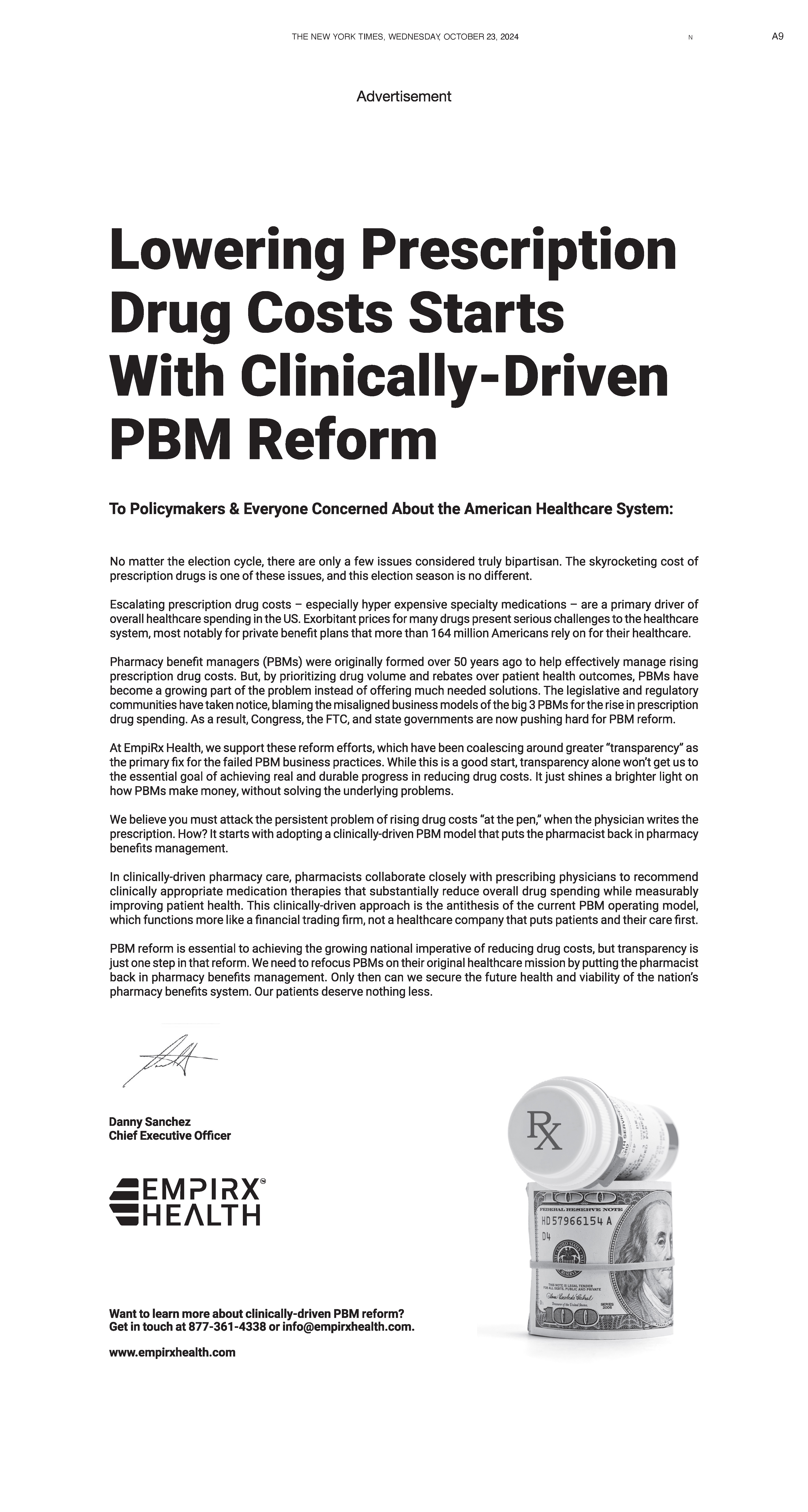 Lowering Prescription Drug Costs Starts with Clinically-Driven PBM Reform